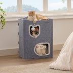 Joydeco Cat House for Indoor Cats, 2 Story Scratch Resistant Felt Cat Condo - Image 5