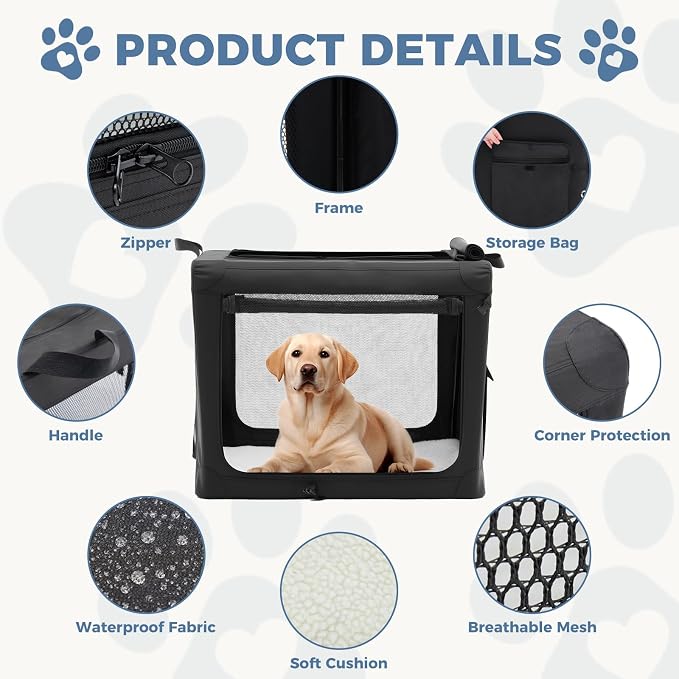 DUMOS Dog Crate 24 Inch Travel Cat Pet Carrier - Image 3