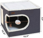 Cat Bed for Indoor Cats Cube House, Covered Cat Cave Beds & Furniture - Image 2