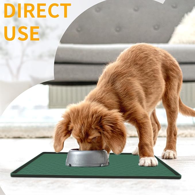 Ptlom Pet Placemat for Dog and Cat, Waterproof Silicone Pet Feeding Bowl Mats - Image 3