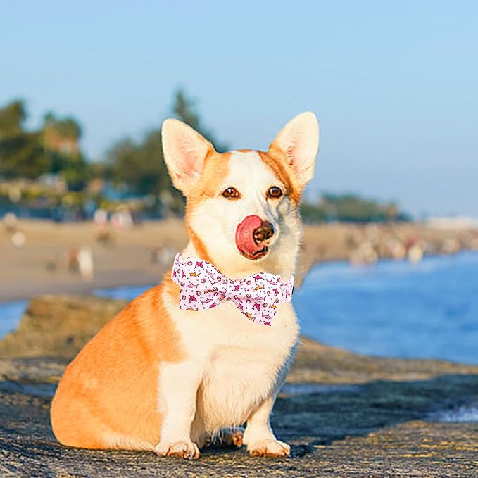 Lionheart glory Dog Collar Shark Print Dogs Bow Collar Adjustable Soft Pink Dog - Image 4
