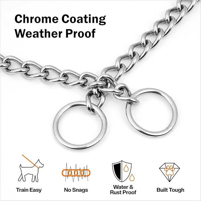TagME Chain Choke Collar for Dogs, Adjustable Weather Proof Necklace for Extra - Image 2