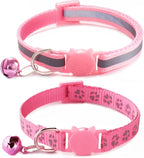 Pink Breakaway Cat Collar with Bells, Break Away Kitten Collar with Bells by YOUALSO