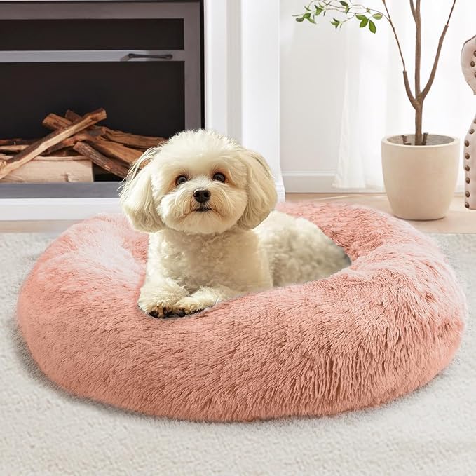 JOLLYVOGUE Calming Dog Bed Large Size Dog, Anti-Anxiety Donut Large Pet Bed by JOLLYVOGUE