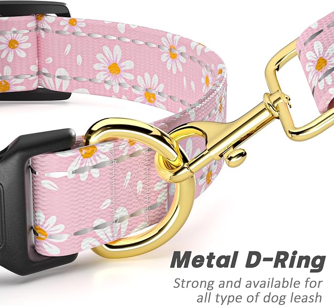 Reflective Dog Collar for Large Dogs, Cute Daisy Theme Adjustable Heavy-Duty - Image 5