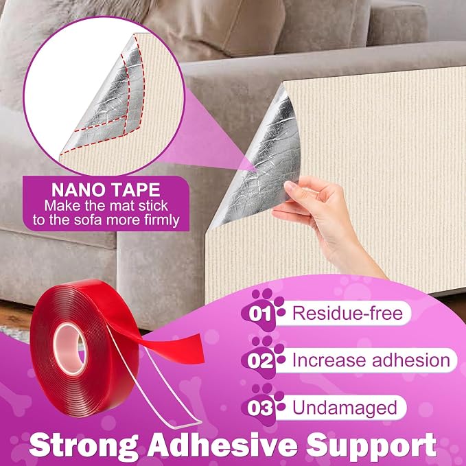 Anit Cat Scratch Couch Furniture Protector, 78.7x15.8 Cat Wall Corner Scratcher - Image 4