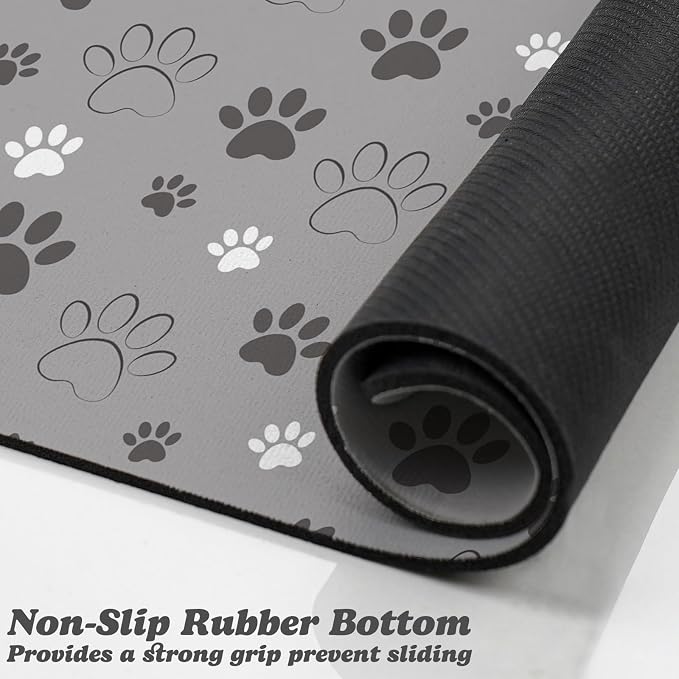 Dog Food Mat, Absorbent Water Bowl Mats Cat Pet Feeding Placemats Light Gray 24 - Image 3
