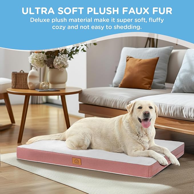 Orthopedic Dog Bed for Large Dogs, Waterproof Deluxe Plush Dog Crate Bed - Image 4