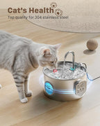 Cat Water Fountain Stainless Steel: 74oz/2.2L Cat Fountain - Image 2