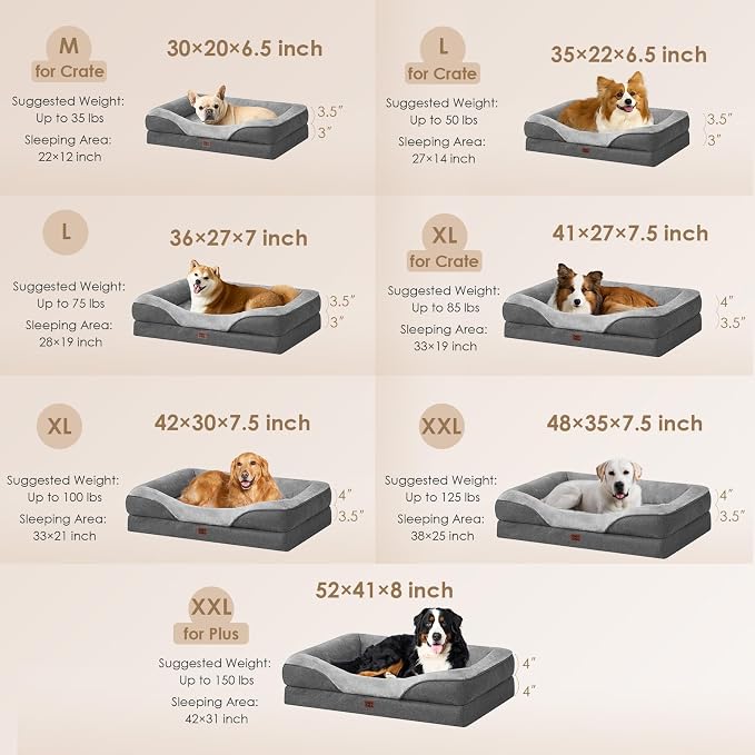 EHEYCIGA Orthopedic XL Dog Bed for Large Sized Dog, Waterproof Liner & Washable - Image 5