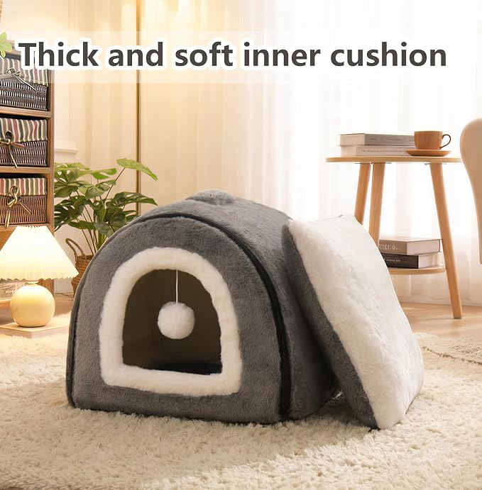 Cat Bed for Indoor Cats，Foldable cat cave，Anti-Slip & Water-Resistant - Image 3