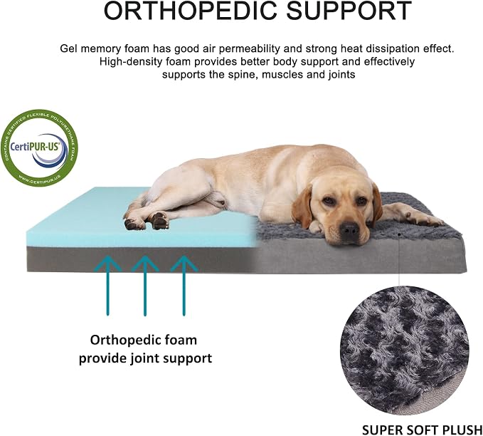 Jumbo Human Dog Bed, Orthopedic Memory Foam Pet Mat, Washable Dog Crate Bed - Image 3
