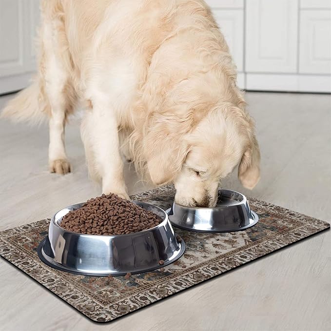 2 Pack Dog Food Mats for Floors, Absorbent and Quick-Drying Pet Cat Food Mat - Image 2