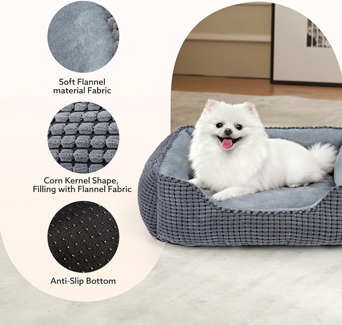 MIXJOY Dog Bed for Large Medium Small Dogs, Rectangle Washable Sleeping Puppy - Image 2