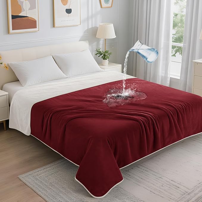 LOOBANI Waterproof Blanket for Bed: Reversible Soft Flannel King Size Bed by LOOBANI