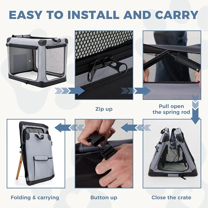 DUMOS Dog Crate 42 Inch Travel Cat Pet Carrier - Image 6