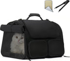 FUKUMARU Cat Carrier, 4 Mesh Windows Small Dog Carrier, 4 Storage Pockets Cat by FUKUMARU
