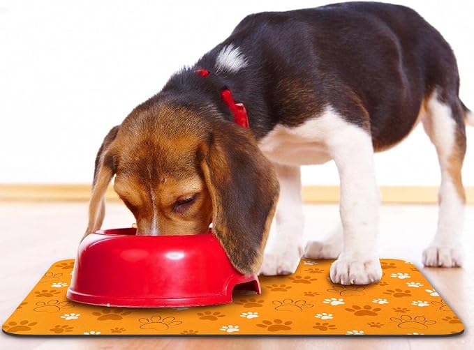 Dog Food Mat, Absorbent Water Bowl Mats Cat Pet Feeding Placemats Orange 17 * - Image 6