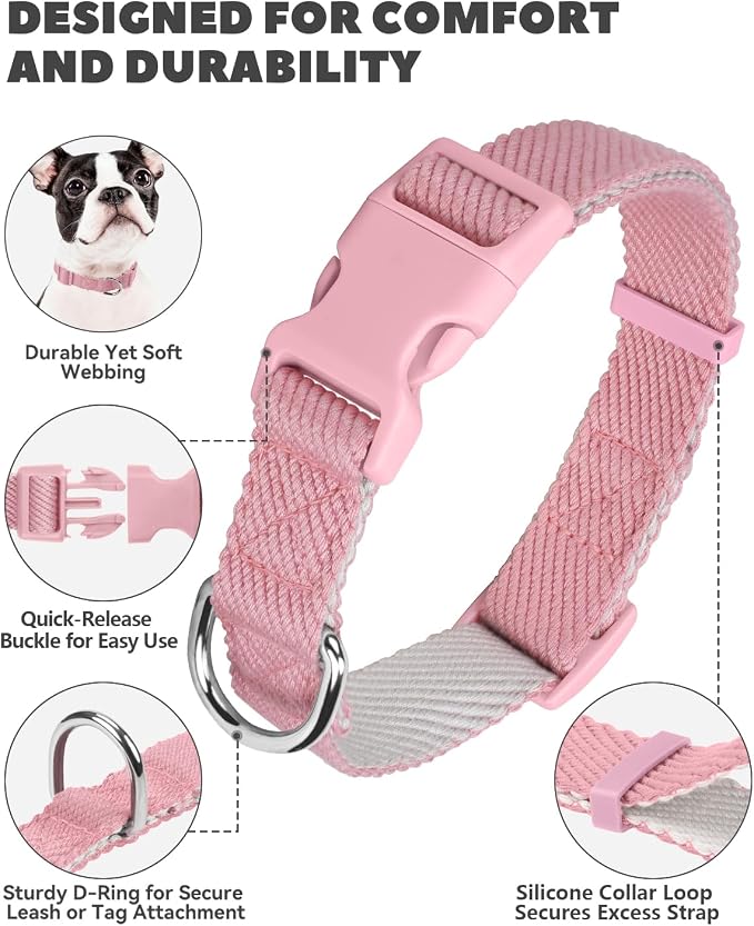 Dynmeow Soft and Breathable Cotton Dog Collar, Durable Adjustable Female Girl - Image 2
