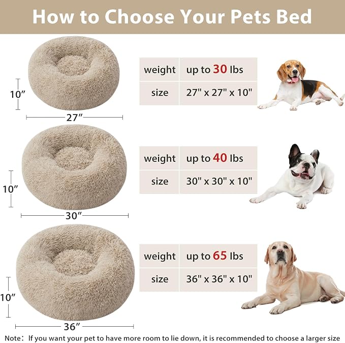 WNPETHOME Donut Dog Beds Large Sized Dog, Anti-Anxiety Caming Large Pet Bed - Image 5