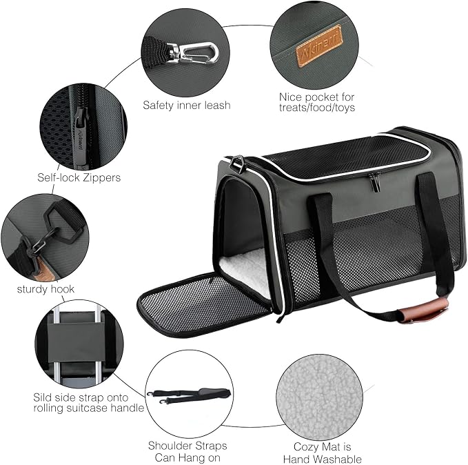 Cat Carrier - Portable Foldable Dog Pet Carrier, Soft-Sided Pet Bag up to 22 Lbs - Image 4