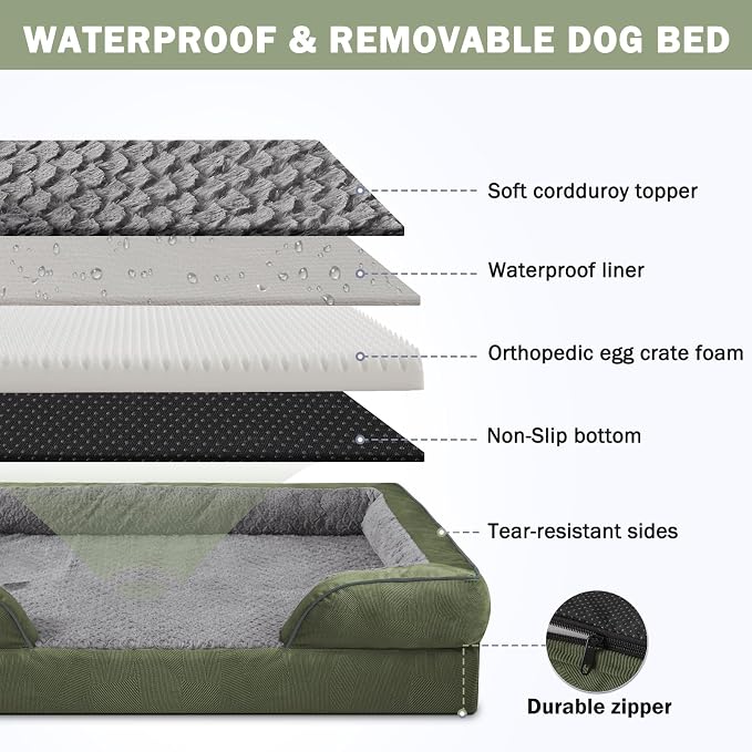 INVENHO Orthopedic Dog Bed for Large Dogs, Washable Waterproof, Egg-Crate Foam - Image 4