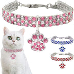 Pet Collar with Diamonds, Adjustable Crystal Diamond Elastic Heart Claw Pendant - Image 4