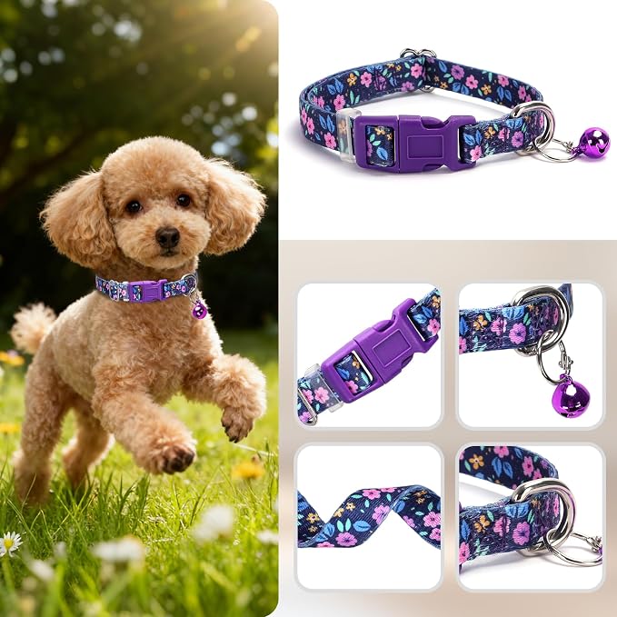 Nylon Dog Collar with Bell for Small Dogs, Adjustable Puppies, Kittens & Small - Image 2