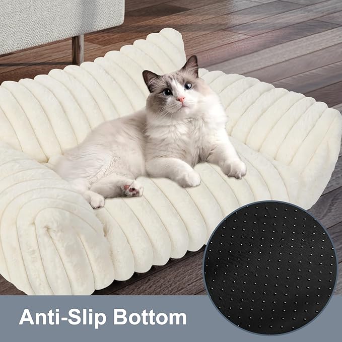 Cute Cat Couch Bed for Indoor Cats, Fluffy Pet Cat Sofa - Image 6