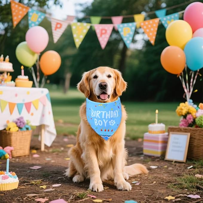Dog Birthday Bandana Boy for Large X-Large Dogs, Reversible 2 Patterns in 1 - Image 6
