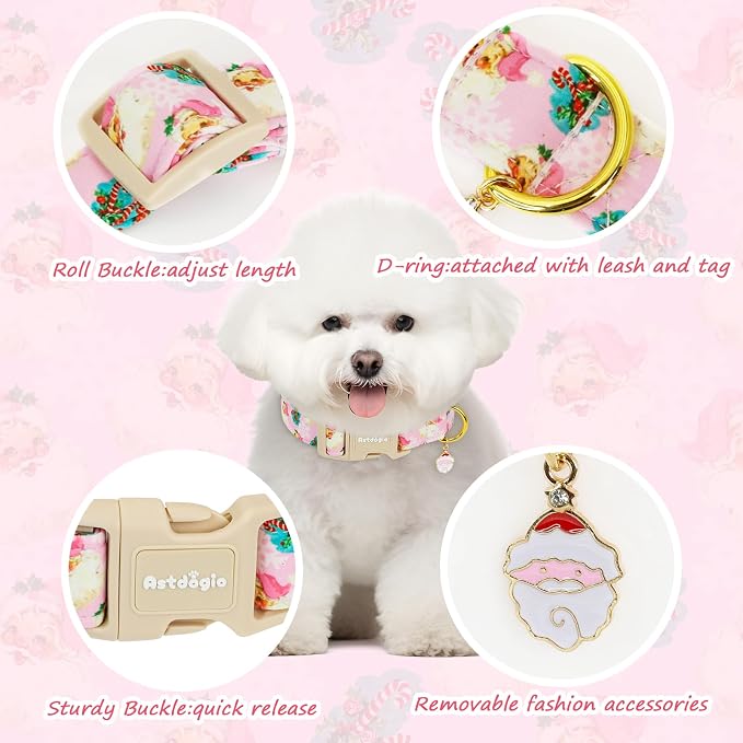 Christmas Dog Collar for Large Dogs, Adjustable Poly-Cotton Fabric Collar - Image 3