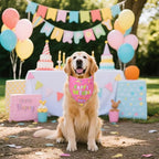 Dog Birthday Bandana Girl for Medium Large Dogs, Reversible 2 Patterns in 1 - Image 6
