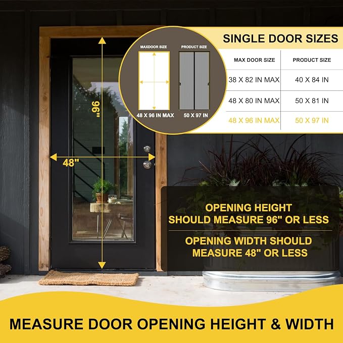 Magnetic Screen Door for 48 x 96 Inch French Door, Screen Itself Size: 50" x 97" - Image 2
