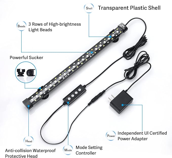 hygger 24/7 Mode Submersible Aquarium LED Light, Full Spectrum Hidden Fish Tank - Image 6