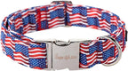 Unique style paws Independence Day Dog Collar Metal Buckle Wave Flag Collar by Uniquestylepaws