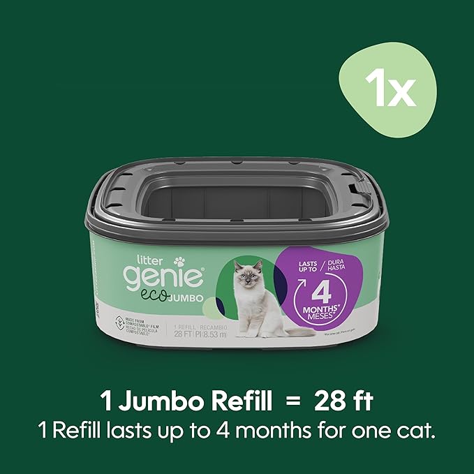 Litter Genie Eco Refills | Compostable Cat Litter Bags Jumbo 1-pack | Up to 4 - Image 2