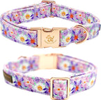Elegant little tail Dog Collar, Rose Print Pet Collar Summer Dog Collar Durable - Image 3