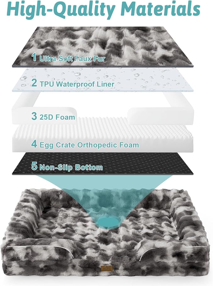 Orthopedic Dog Bed for Large Medium Size Dog, Soft and Warm Faux Fur Sofa for - Image 7