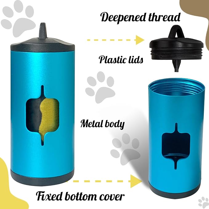 Metal Dog Poop Bag Holder w/Leash Clip|Durable Scratch-Resistant Aluminum|15 - Image 2