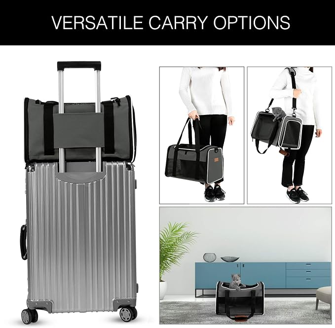Cat Carrier - Portable Foldable Dog Pet Carrier, Soft-Sided Pet Bag up to 22 Lbs - Image 6