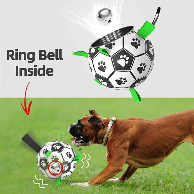 QDAN Dog Soccer Balls Toy with Bell Inside, Outdoor Interactive Dog Toys - Image 4