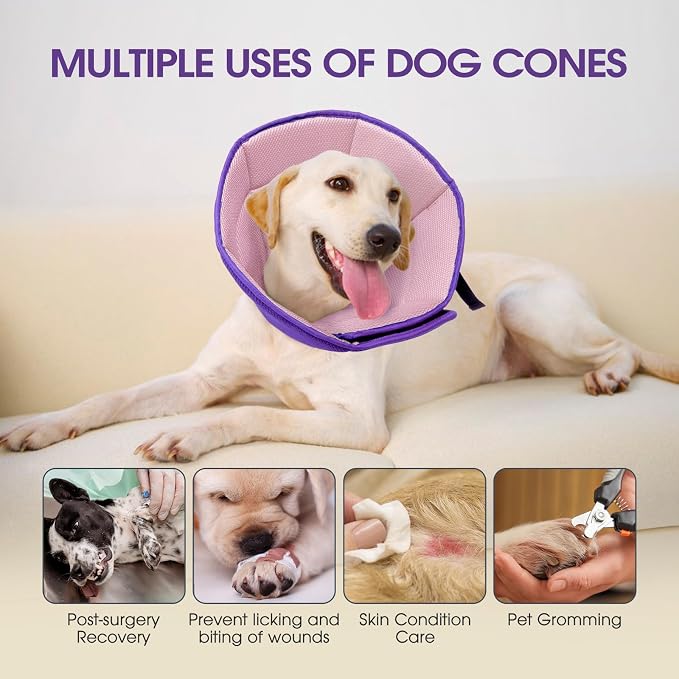 Dog Cone for Large Dogs After Surgery, Adjustable Soft Recovery Cone Collar for - Image 5