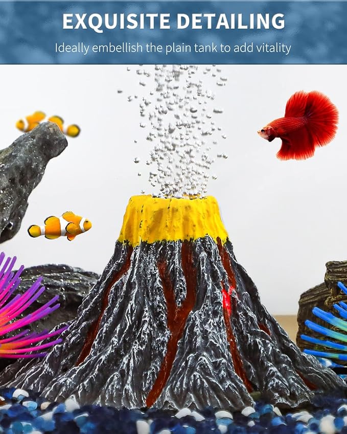 Uniclife Aquarium Volcano Ornament Kit Realistic Resin Volcanic Decoration - Image 3