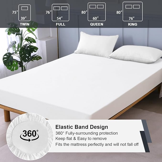 Waterproof Mattress Protector King, Fitted Sheet Style Breathable Mattress Cover - Image 5