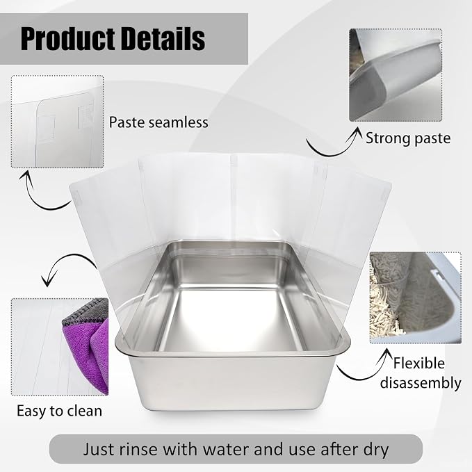 12PCS Cat Litter Box Pee Shields, Transparent Easy Clean Splash Guard - Image 3