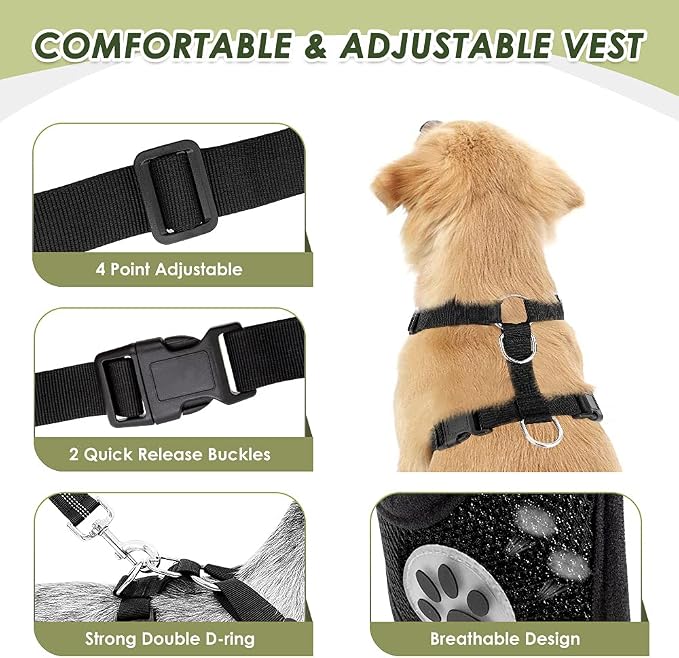 SlowTon Dog Seat Belt Harness for Car, Dog Car Harness Adjustable Mesh - Image 7
