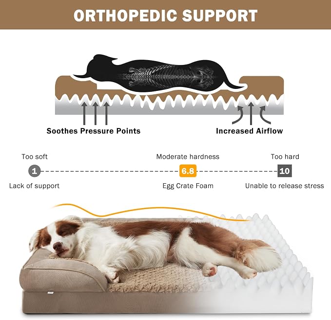 INVENHO Orthopedic Extra Large Dog Bed, XXL Waterproof Dog Sofa, Egg-Crate Foam - Image 2