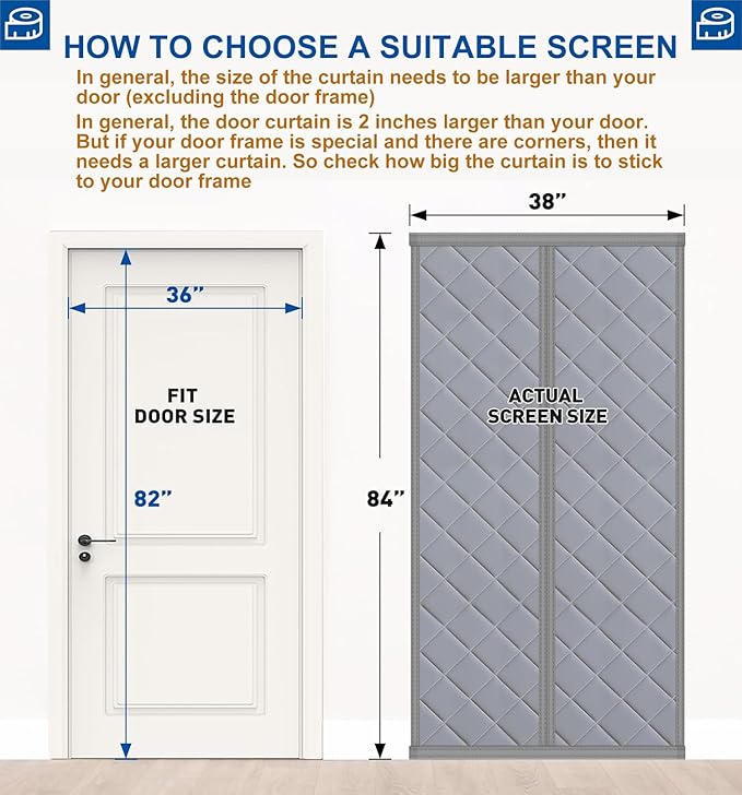 Magnetic Thermal Insulated Door Curtain Cover Block fit 36x82inch Door - Image 2