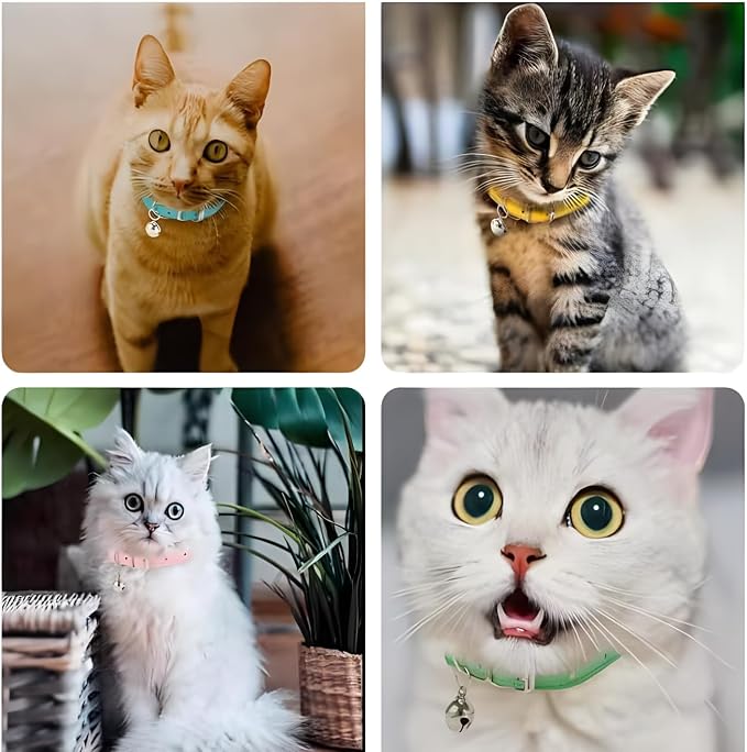 Brown XS Dog Collar with Bell, Soft Pu Leather Cat Collars Adjustable Buckle - Image 5