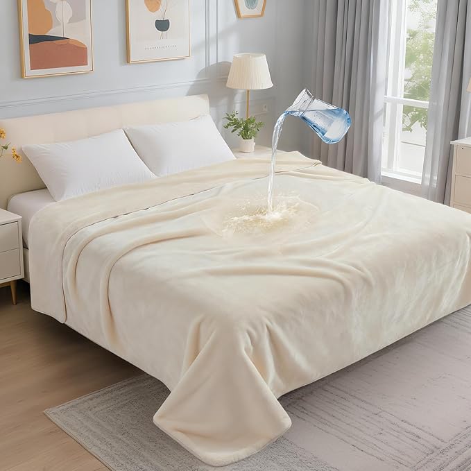 LOOBANI Waterproof Blanket for Bed: Reversible Soft Flannel Twin Bed Blanket by LOOBANI